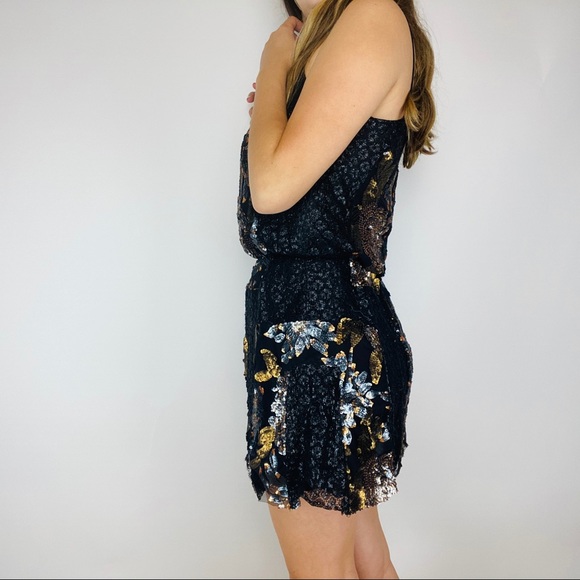 Anna Sui black sequin floral mini dress - Picture 4 of 6